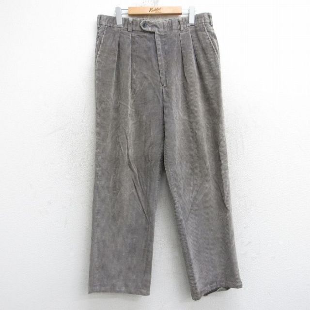 W34★古着 エルエルビーン コーデュロイ パンツ メンズ 80年代 80s 太畝 USA製 グレー 25nov20