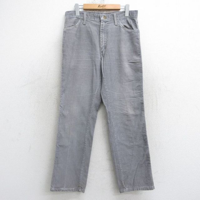 W32★古着 ラスラー コーデュロイ パンツ メンズ 80年代 80s USA製 タロン グレー 25nov20