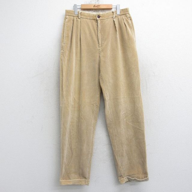 W34★古着 ノーティカ ブランド コーデュロイ パンツ メンズ 90年代 90s 太畝 コットン ベージュ系 25nov20