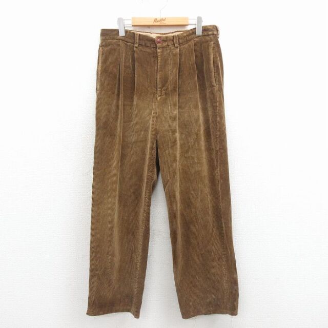 W34★古着 ノーティカ ブランド コーデュロイ パンツ メンズ 90年代 90s 太畝 コットン こげ茶 25nov22