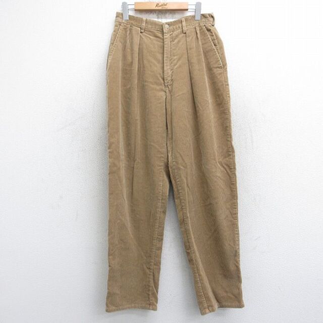 W31★古着 ラルフローレン ブランド コーデュロイ パンツ メンズ 90年代 90s 太畝 コットン USA製 ベージュ【spe】 25dec04
