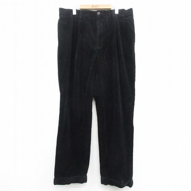 W37★古着 ラルフローレン ブランド コーデュロイ パンツ メンズ 90年代 90s 太畝 コットン 黒 25dec20