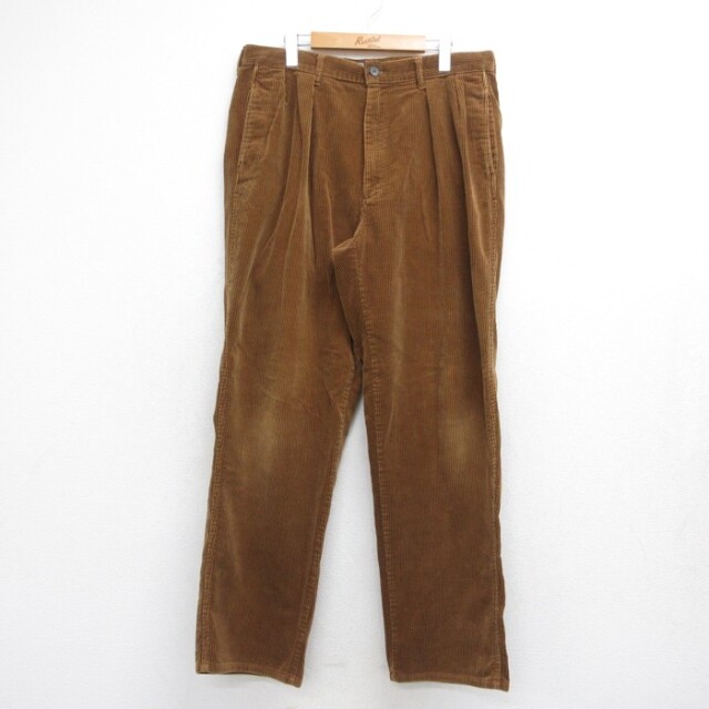 W36★古着 ラルフローレン Ralph Lauren コーデュロイ パンツ メンズ 90年代 90s タック コットン USA製 ブラウン【spe】 26aug21