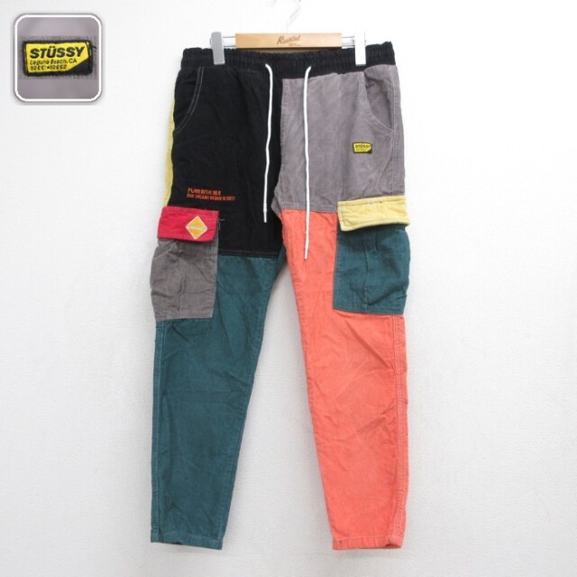 stussy コーデュロイパンツ クレイジーパターン ブラック 実寸W32 | 古着