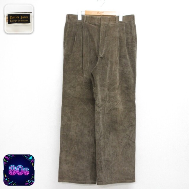 Patrick James 80s コーデュロイパンツ タロン フラップポケット カーキ 実寸W34 | 古着