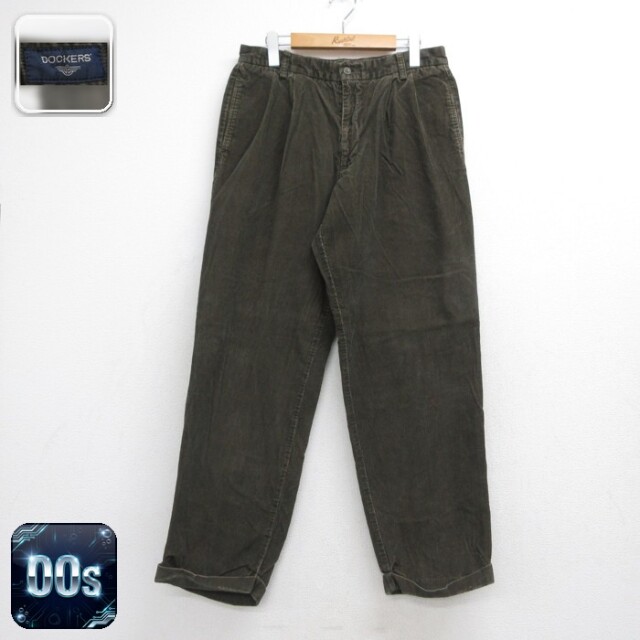 DOCKERS ドッカーズ コーデュロイ パンツ メンズ 00s ツータック コットン カーキ 実寸W32 | 古着