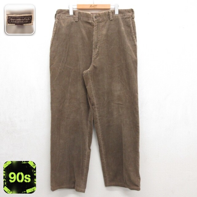 W36★古着 アバクロンビー Abercrombie&Fitch コーデュロイ パンツ メンズ 90年代 90s 太畝 ブラウン【spe】 26oct08