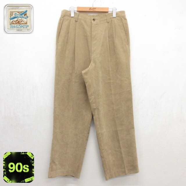 TRAVELSMITH 90s コーデュロイパンツ ツータック ベージュ 実寸W35 | 古着