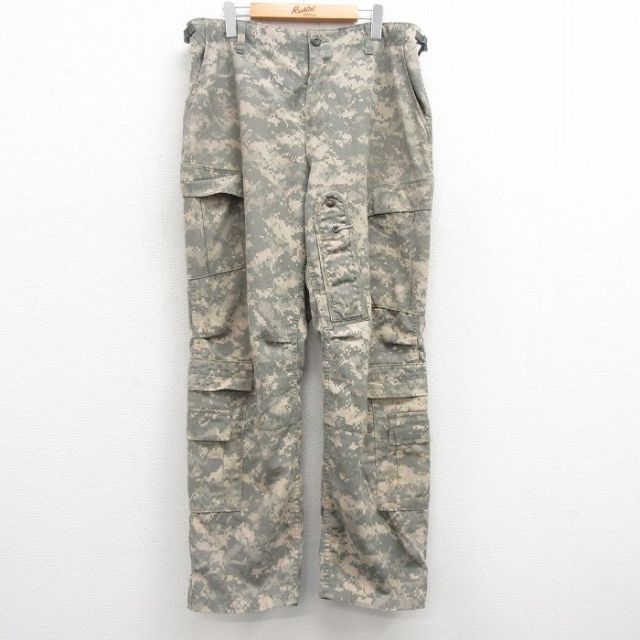 W38★古着 ミリタリー カーゴ パンツ メンズ 00年代 00s コンバット デジタルカモ USA製 グレー 迷彩 25feb03 中古 ボトムス ロング