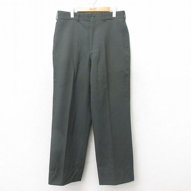 W34★古着 ビンテージ ミリタリー パンツ メンズ 60年代 60s ウール 濃緑 グリーン 25feb12 中古 ボトムス ロング