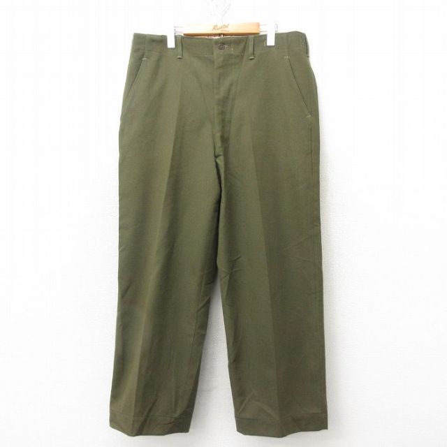 W38★古着 ビンテージ ミリタリー フィールド パンツ メンズ 50年代 50s M-51 ウール USA製 濃緑 グリーン 25feb12 中古 ボトムス ロング