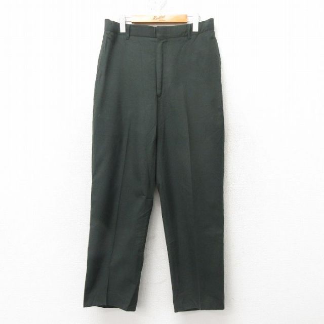 W33★古着 ミリタリー パンツ メンズ 90年代 90s USA製 濃緑 グリーン 25feb12 中古 ボトムス ロング