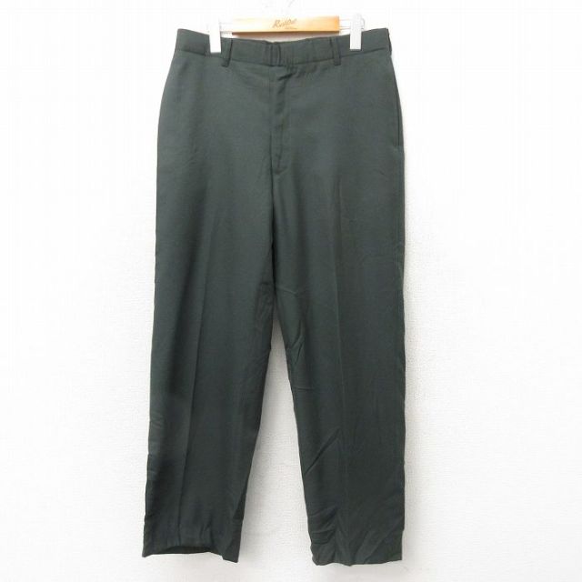 W31★古着 ミリタリー パンツ メンズ 90年代 90s USA製 濃緑 グリーン 25feb12 中古 ボトムス ロング