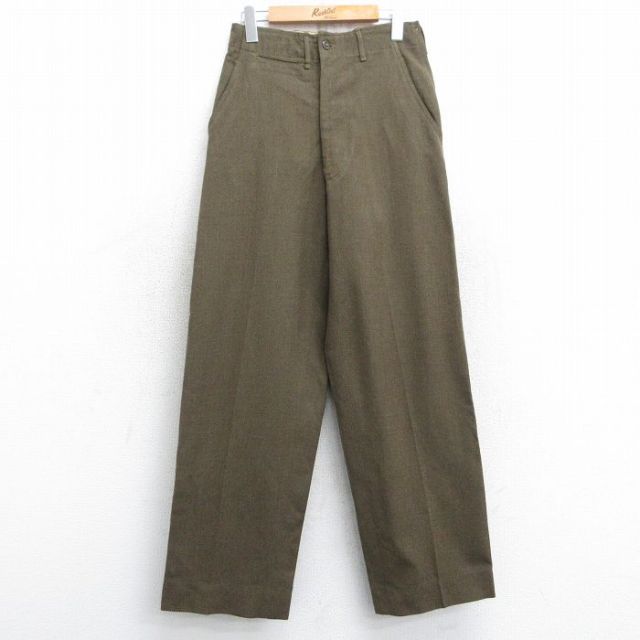 W28★古着 ビンテージ ミリタリー パンツ メンズ 50年代 50s 濃緑 グリーン 25feb15 中古 ボトムス ロング