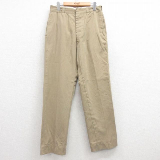 W31★古着 ビンテージ ミリタリー スラックス パンツ メンズ 60年代 60s USA製 ベージュ カーキ 【spe】 25feb20 中古 ボトムス ロング