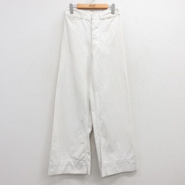W28★古着 ビンテージ ミリタリー セーラー パンツ メンズ 60年代 60s 白 ホワイト 25feb21 中古 ボトムス ロング