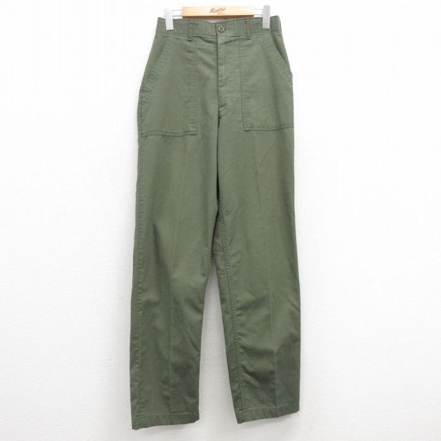 W29★古着 ミリタリー ベイカー パンツ メンズ 緑 グリーン 25feb21 中古 ボトムス ロング