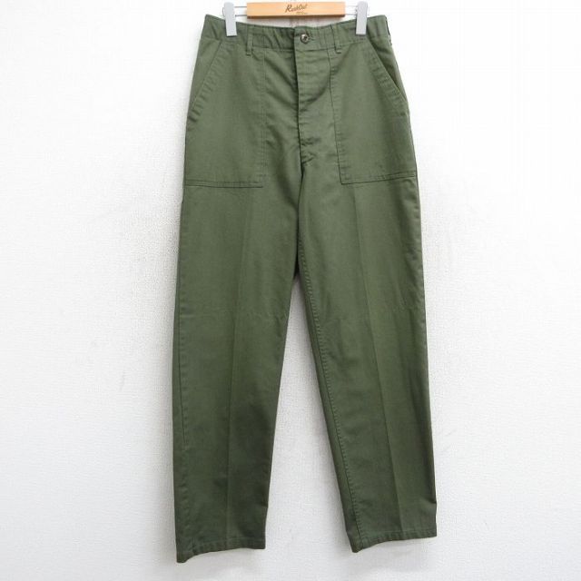 W29★古着 ミリタリー ベイカー パンツ メンズ 70年代 70s 濃緑 グリーン 25feb22 中古 ボトムス ロング