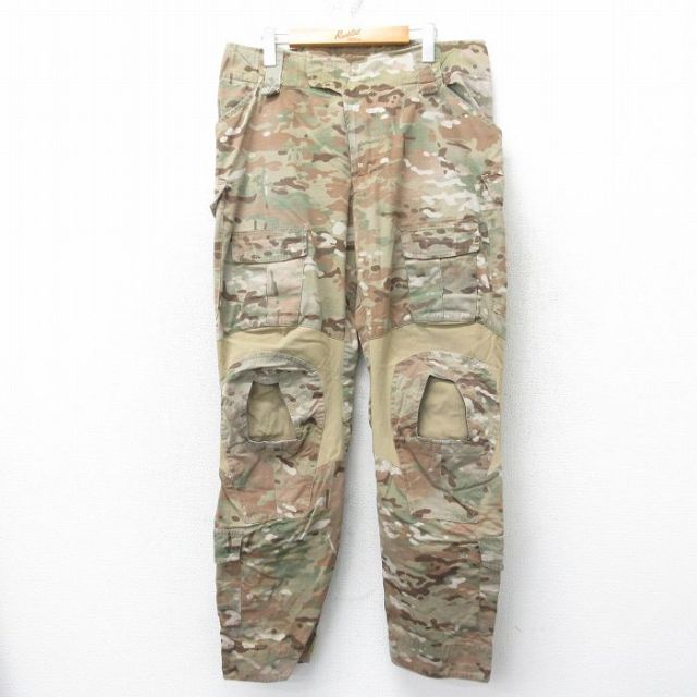 W36★古着 ミリタリー カーゴ パンツ メンズ 90年代 90s コンバット リップストップ マルチカムカモ USA製 ベージュ他 カーキ 迷彩 25mar26 中古 ボトムス ロング