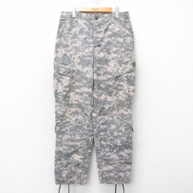 W33★古着 ミリタリー カーゴ パンツ メンズ 00年代 00s コンバット リップストップ デジタルカモ USA製 グレー 迷彩 25apr01 中古 ボトムス ロング