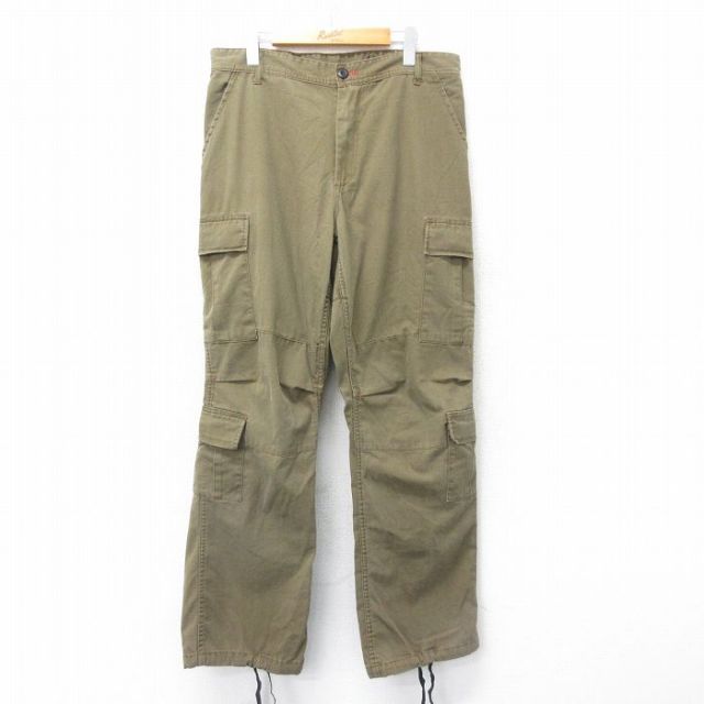 W34★古着 ミリタリー カーゴ パンツ メンズ 茶系 ブラウン 25apr01 中古 ボトムス ロング