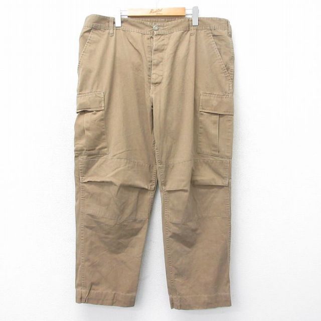 W42★古着 ミリタリー カーゴ パンツ メンズ 大きいサイズ 茶系 ブラウン 25apr19 中古 ボトムス ロング