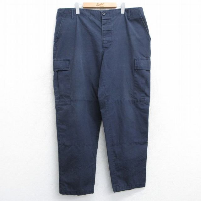 W41★古着 CAMCO ミリタリー カーゴ パンツ メンズ 90年代 90s リップストップ 大きいサイズ USA製 紺 ネイビー 25may09 中古 ボトムス ロング