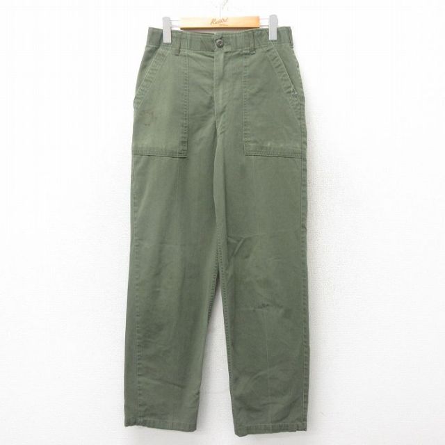 W29★古着 ミリタリー ベイカー パンツ メンズ 70年代 70s ユーティリティ USA製 タロン 緑 グリーン 25jun02 中古 ボトムス ロング