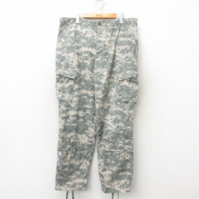 W37★古着 ミリタリー カーゴ パンツ メンズ 00年代 00s コンバット リップストップ デジタルカモ USA製 グレー 迷彩 25jun02 中古 ボトムス ロング