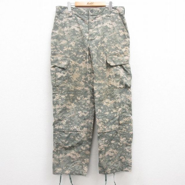 W34★古着 ミリタリー カーゴ パンツ メンズ 00年代 00s アーミー ARMY コンバット リップストップ デジタルカモ USA製 グレー 迷彩 25jul16 中古 ボトムス ロング