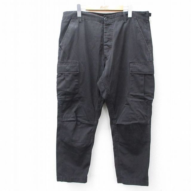 【20%OFF】W37★古着 ロスコ ミリタリー カーゴ パンツ メンズ 黒 ブラック 25aug01 中古 ボトムス ロング