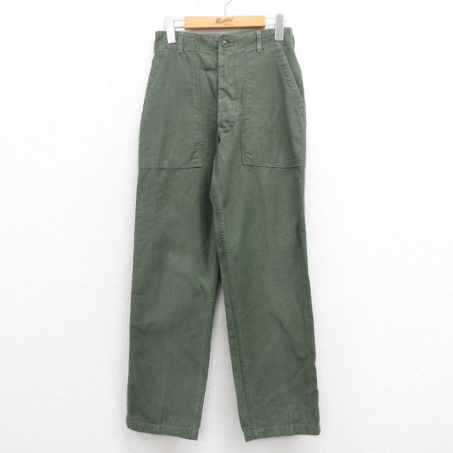 W28★古着 ビンテージ ミリタリー ベイカー パンツ メンズ 60年代 60s 緑 グリーン 【spe】 25aug23 中古 ボトムス ロング