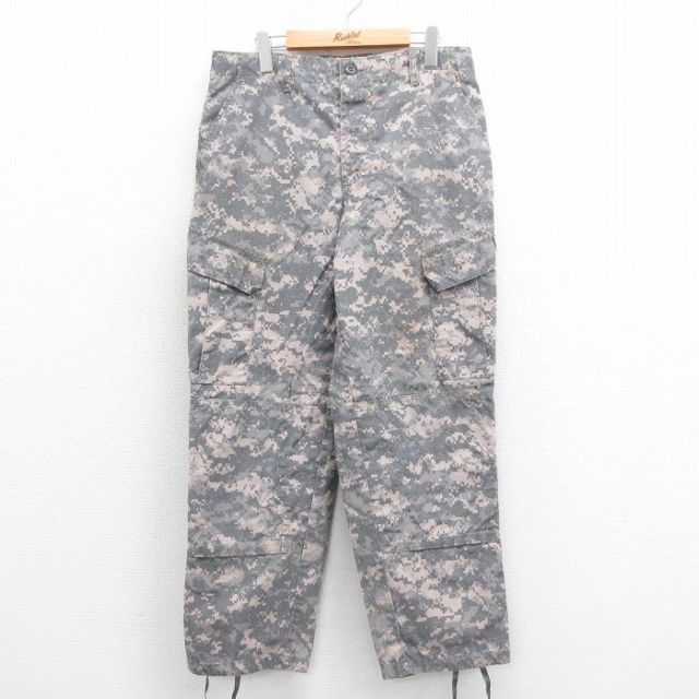 W34★古着 ミリタリー カーゴ パンツ メンズ 00年代 00s コンバット リップストップ デジタルカモ USA製 グレー 迷彩 25sep25 中古 ボトムス ロング