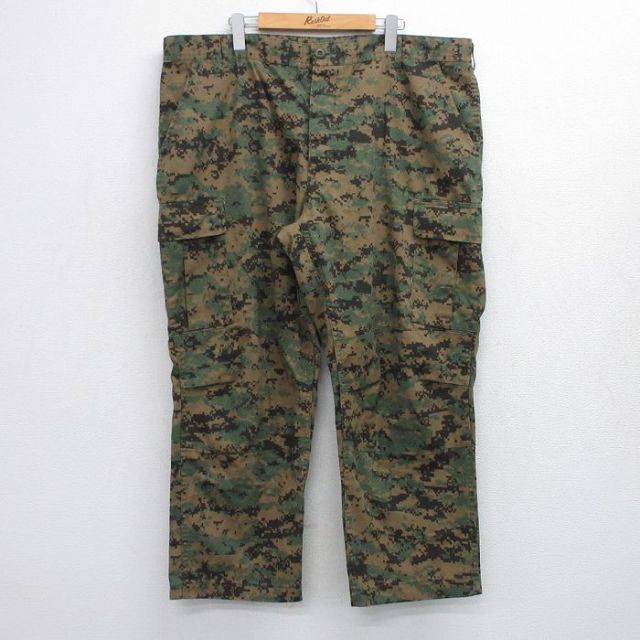 W42★古着 ミリタリー カーゴ パンツ メンズ デジタルカモ マーパットカモ 大きいサイズ 緑他 グリーン 迷彩 25sep29 中古 ボトムス ロング
