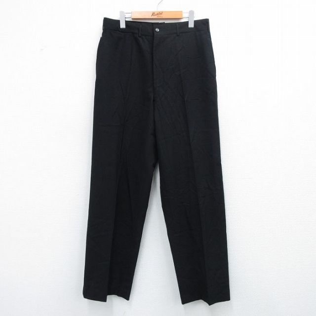 W33★古着 ミリタリー スラックス パンツ メンズ 80年代 80s ウール 黒 ブラック 25oct07 中古 ボトムス ロング