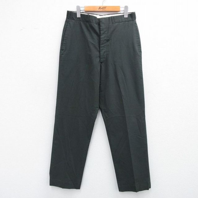 W32★古着 ビンテージ ミリタリー スラックス パンツ メンズ 70年代 70s USA製 濃緑系 グリーン 25oct07 中古 ボトムス ロング