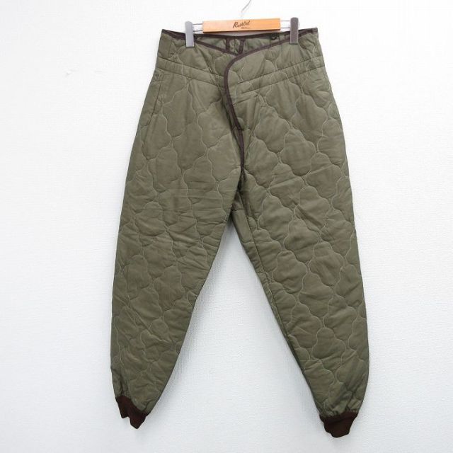 W36★古着 ミリタリー キルティング パンツ メンズ 90年代 90s 緑系他 グリーン 25oct07 中古 ボトムス ロング