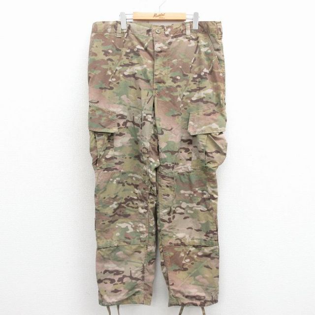 W40★古着 ミリタリー カーゴ パンツ メンズ コンバット リップストップ マルチカムカモ 大きいサイズ USA製 緑 迷彩 25nov26