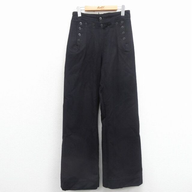 W30★古着 ミリタリー セーラー パンツ メンズ 80年代 80s フレア ウール USA製 黒 25dec15