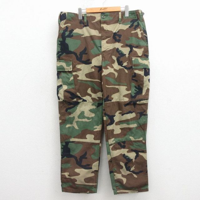 90s ミリタリーカーゴパンツ ウッドランドカモ グリーン W38 | 古着