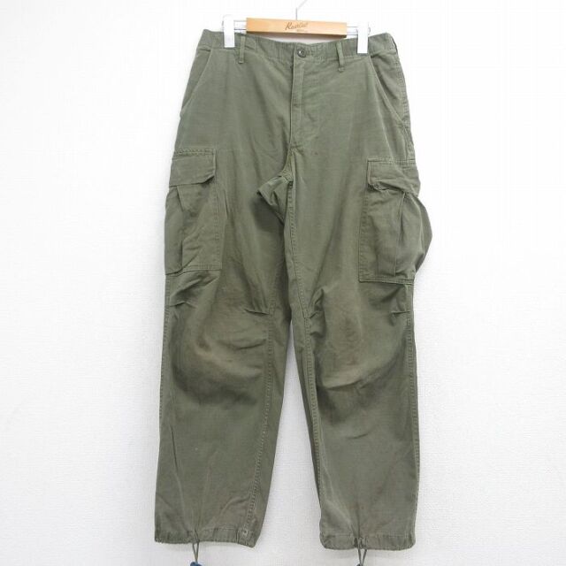 60s ミリタリージャングルファティーグカーゴパンツ リップストップ カーキ 実寸W31 | 古着
