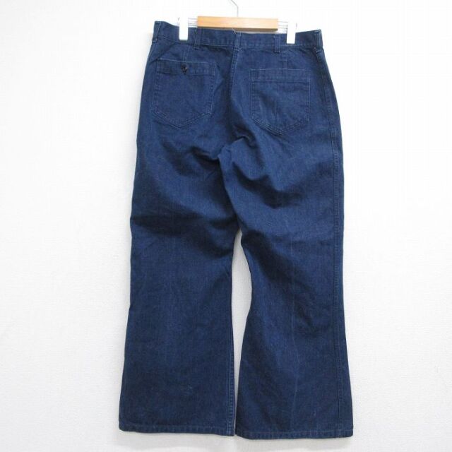 W34/古着 ミリタリー セーラー パンツ メンズ 80年代 80s フレア ブーツカット ネイビー デニム【spe】 26jul02 古着通販 W34☆古着 ミリタリー セーラー パンツ メンズ 80年代 80s
