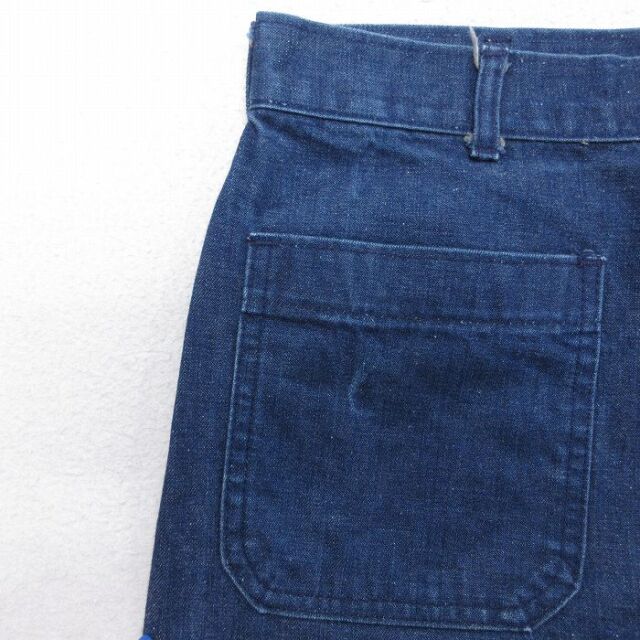 W34/古着 ミリタリー セーラー パンツ メンズ 80年代 80s フレア ブーツカット ネイビー デニム【spe】 26jul02 古着通販 W34☆古着 ミリタリー セーラー パンツ メンズ 80年代 80s