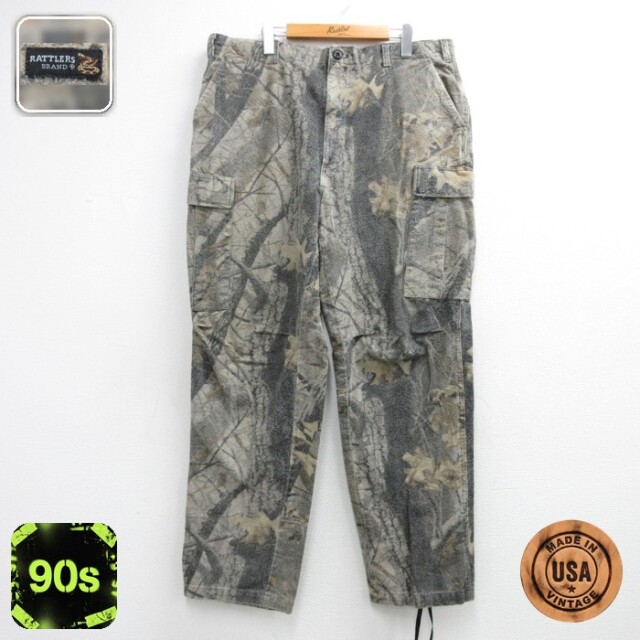 RATTLERS BRAND 90s カーゴパンツ ハンティング ベージュ迷彩 メンズW38相当 | 古着