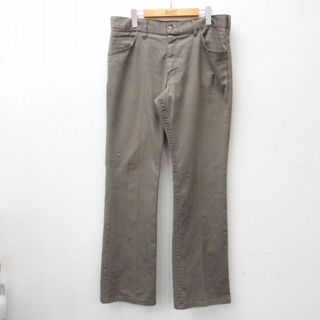【50%OFF】W35★古着 ビッグスミス パンツ メンズ 70年代 70s 緑系 グリーン 24sep05 中古 ボトムス ロング