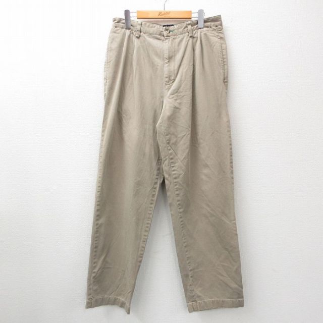 トミーヒルフィガー 90s チノパン ワンポイントロゴ ベージュ W33 | 古着