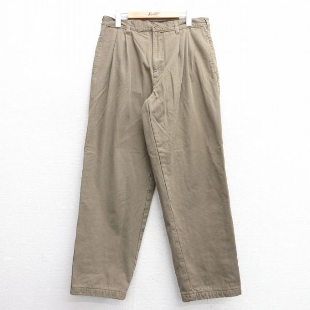 【50%OFF】W33★古着カベラス チノ パンツ チノパン メンズ 00年代 00s コットン 緑系 グリーン 内側フランネル 25jan24 中古 ボトムス ロング