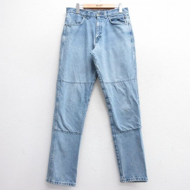 【50%OFF】W32★古着 ジーンズ メンズ 90年代 90s ダブルニー USA製 紺 ネイビー デニム 25jan29 中古 ボトムス ジーパン Gパン ロング パンツ