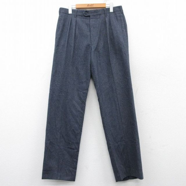 【50%OFF】W34★古着 HAGGAR スラックス パンツ メンズ 90年代 90s USA製 紺 ネイビー 25jan30 中古 ボトムス ロング