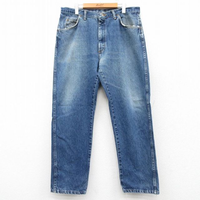 W30★古着 ラングラー Wrangler ジーンズ メンズ 00年代 00s ヒゲ 紺 ネイビー デニム 25jan30 中古 ボトムス ジーパン Gパン ロング パンツ